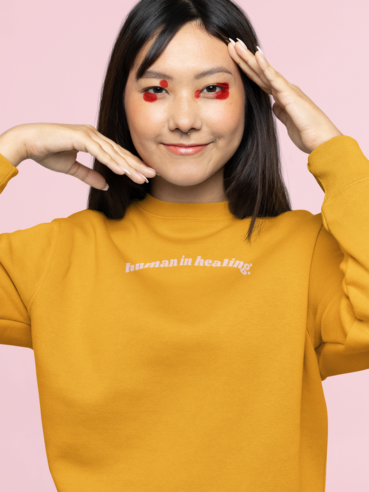 Let Love In Let Love Win Sweatshirt in Sunny Yellow